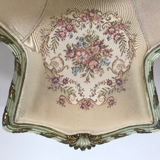 イタリア製　チェア　ハイバックアームチェア　花柄　エレガント 金華山調 アームチェアー イタリア アンティーク サロンソファ