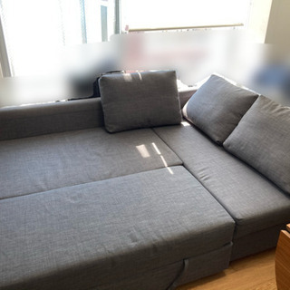 再値下げ☆ダブルベッドにもなるL字ソファー/IKEA製