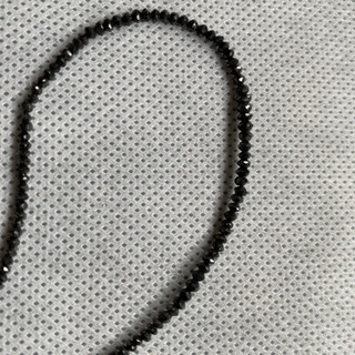 お話中)ブラックダイヤ ボタンカットネックレス K18WG