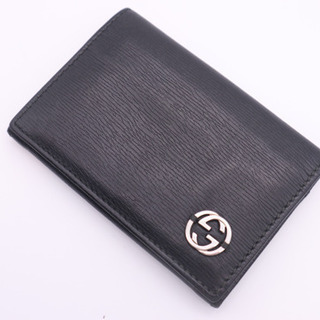 《GUCCI/インターロッキング 名刺入れ》306717 ブラック Bランク