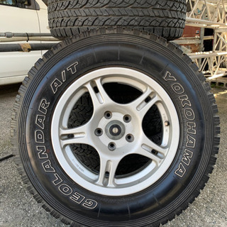 パジェロミニH58Aオーバーフェンダー用背面タイヤ付き中古アルミタイヤ 