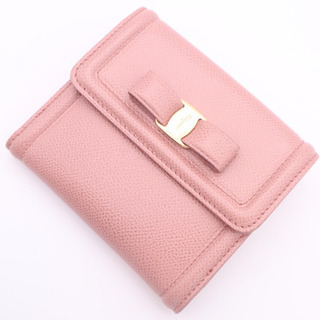 《Salvatore Ferragamo/二つ折り財布》ABランク ピンク 箱