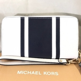 財布 Michael Kors Optic Admiral Large Flat Leather Wallet Phone Case Wristlet Michael Kors Optic Admiral Large Flat Leather Wallet Phone Case