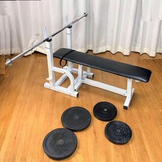 商談中！イグニオ フォールディングベンチ バーベル ラバープレート 10kg 15kg