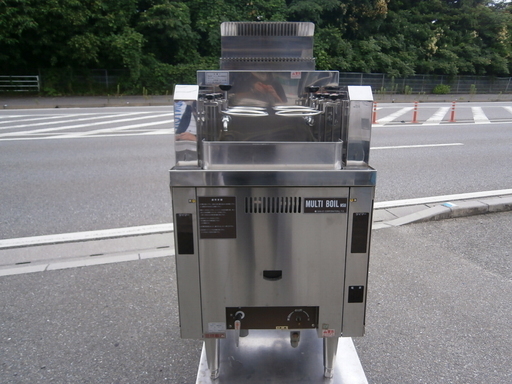 ★中古品 三栄 自動ゆで麺機 都市ガス 100V 50/60Hz 70W 2003年 NSU6-60H 横600×奥750×高1050（フード込高1270）★