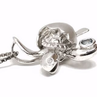 ◆ハワイ直輸入◆手渡し特価◆アーティスティカ/ペンダント/FIRST BORN TURTLE/シルバー925+プラチナ/ブルートパーズ/ダイヤ/チェーン◆0101t