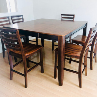 売れました！★美品★アメリカ家具カフェ風ハイテーブルハイチェアセット 売れました！☆美品☆アメリカ家具カフェ風ハイテーブルハイチェアセット