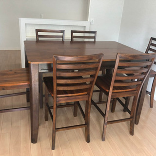 売れました！☆美品☆アメリカ家具カフェ風ハイテーブルハイチェアセット