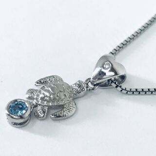 ◆ハワイ直輸入◆手渡し特価◆アーティスティカ/ペンダント/ホヌ/タートル/TURTLE LOVE/シルバー925+プラチナ/ブルートパーズ/ダイヤ◆0106t