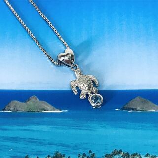 ◆ハワイ直輸入◆手渡し特価◆アーティスティカ/ペンダント/ホヌ/タートル/TURTLE LOVE/シルバー925+プラチナ/ブルートパーズ/ダイヤ◆0106t