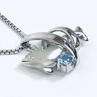 ◆ハワイ直輸入◆手渡し特価◆アーティスティカ/ペンダント/OCEAN DANCER DOLPHIN/シルバー925+プラチナ/ブルートパーズ/ダイヤ◆0108t