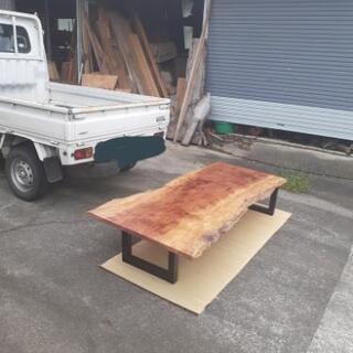 ブビンガ　一枚板　テーブル　ダイニングテーブル　センターテーブル