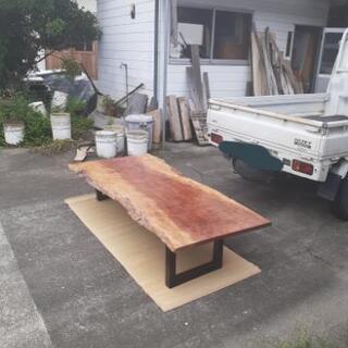 ブビンガ　一枚板　テーブル　ダイニングテーブル　センターテーブル