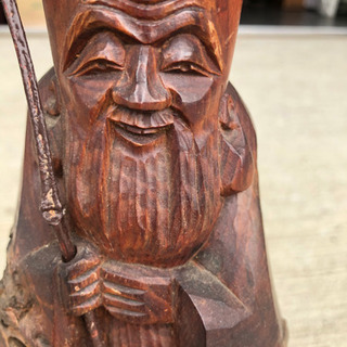 寿老人　置物　木製　手彫り