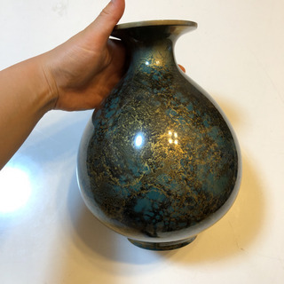 #青銅花瓶#新品未使用#桐箱付き#花瓶#オブジェ#つぼ#エメラルドグリーン#ゴールド#ブラック#マーブル