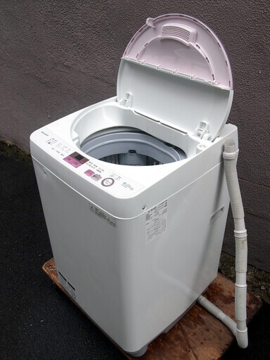 ㉔【6ヶ月保証付】17年製 シャープ 6kg 全自動洗濯機 ES-GE6A 穴なし槽