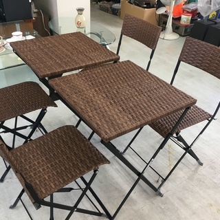 テーブルチェアセット（ダークブラウン）【折りたたみ】【人工