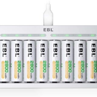 EBL 単3形充電池充電器セット 8スロット充電器+単3電池