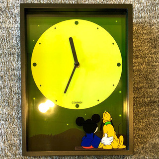 Disney ミッキーマウス & プルート 蓄光 壁掛け時計 ブ...