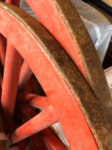 レア！赤くて大きな車輪　アンティーク　インテリア　荷車　商売繁盛　縁起物