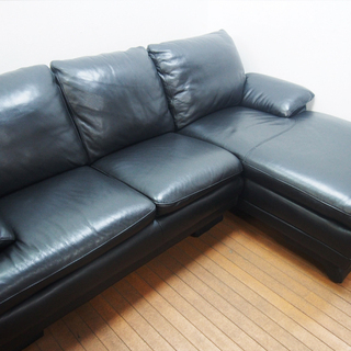 【良品】IDC大塚家具 カウチソファ 高級 総革 本革 新品70万円程度 (FA26)