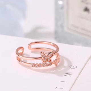   新品　リング　蝶々　Rose gold ローズゴールド　フリーサイズ  指輪の画像
