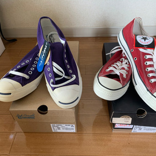 未使用2点セット】コンバース スニーカー レッド(27)&パープル(26.5)