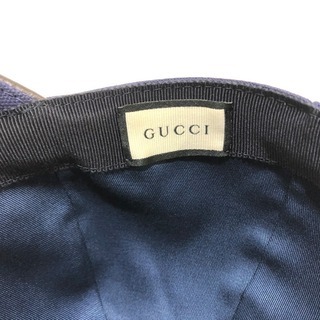 GUCCI グッチ 08.338.986 シェリーライン ベースボールキャップ 帽子 コットン ネイビー ユニセックス