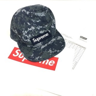 【未使用】Supreme シュプリーム 17FW Supreme NYCO Twill Camp Cap キャンプキャップ カモフラージュ ツイル 帽子 ネイビー系 メンズ 