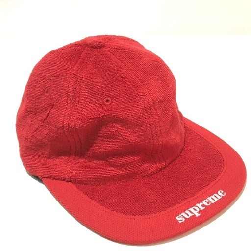 【未使用】Supreme シュプリーム メンズ レディース テリーパイルバイザーロゴ キャップ 帽子 レッド ユニセックス