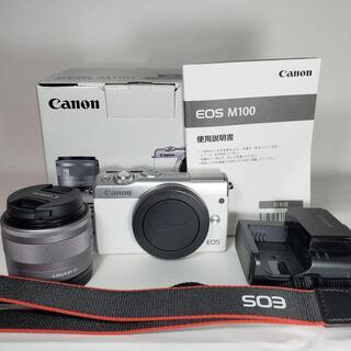 美品】Canon EOS M100 ミラーレス一眼 標準レンズ15-45mmセット