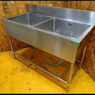 (4851-0)業務用 ステンレス 二槽シンク W1200D600H800BG150 中古品 流し台 厨房機器 飲食店 店舗 4851-0)業務用 ステンレス 二槽シンク W1200D600H800BG150 中古品
