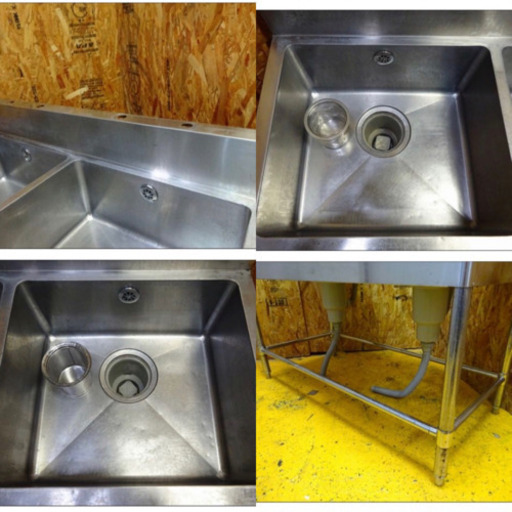 (4851-0)業務用 ステンレス 二槽シンク W1200D600H800BG150 中古品 流し台 厨房機器 飲食店 店舗 4851-0)業務用 ステンレス 二槽シンク W1200D600H800BG150 中古品