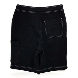 【未使用】VALENTINO ヴァレンティノ ハーフパンツ 赤ロゴ ショートパンツ レーヨン / ポリエステル ブラック メンズ