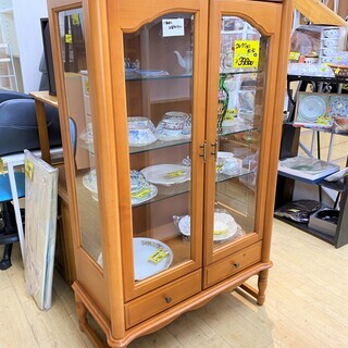 北海道 旭川家具 日家工芸 鍵付き コレクションケース ガラス ...
