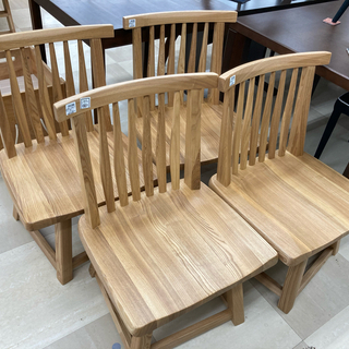 大川家具 木製回転ダイニングチェアー４点ｾｯﾄ