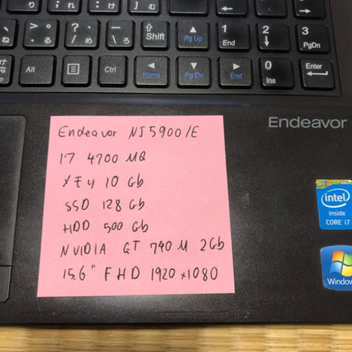 ゲーミングノートEpson Endeavors NJ5900/E i7 4700MQ メモリ10GB HDD+