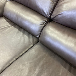 0709-1 値下げ！☆極美品☆ 3人掛け レザーソファ 革張 チャコール