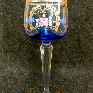 ベネチアングラス ワイングラス 金彩 20cm