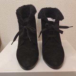 【DIANA】ショートブーツ　ブラック　スエード調　24.0cm