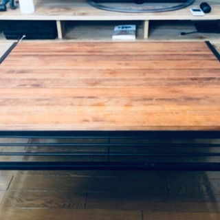 木製×アイアン　ユーズド加工ローテーブル　センターテーブル