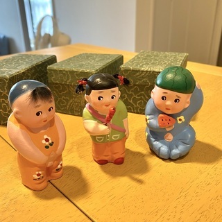 《インテリア雑貨》中国・北京の伝統工芸、泥人形３点セット