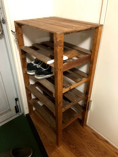 シューズラック 靴箱 自作diy ダークウォルナット 4段 ユッキー 川崎の収納家具 玄関収納 の中古あげます 譲ります ジモティーで不用品の処分