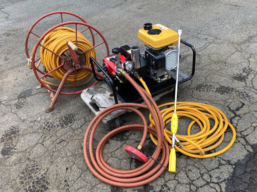 動画付 使用頻度少ない動作品 35Kgf/c㎡ 吐水量6.6～16.4L 2馬力 セット動噴 一式 富士ロビン TS-150　現品確認 手渡し歓迎 初期不良対応OK