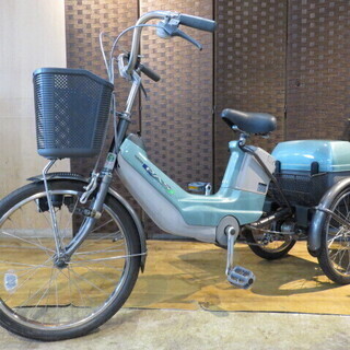 ■YAMAHA PAS ヤマハ パス ワゴン 三輪電動自転車 ニカド電池式 平成9年式 内装3段 メタリックグリーン タイヤバリ山! 自転車 札幌発