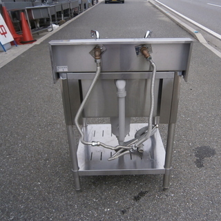 ★中古品 タニコー 1層式シンク 横600×奥600×高800mm 蛇口二個ついてます★