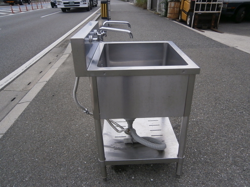 ☆中古品 タニコー 1層式シンク 横600×奥600×高800mm 蛇口二個ついて  