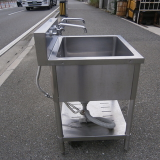 ★中古品 タニコー 1層式シンク 横600×奥600×高800mm 蛇口二個ついてます★