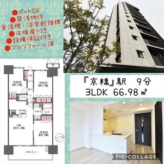 月93000円～住める築浅ファミリーマンションが京橋に登場！