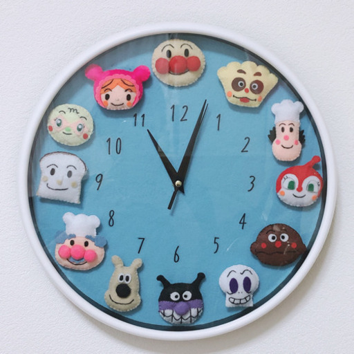 アンパンマン風 掛け時計 キャラクター時計 フェルト るぅー 姫路の時計 掛け時計 の中古あげます 譲ります ジモティーで不用品の処分
